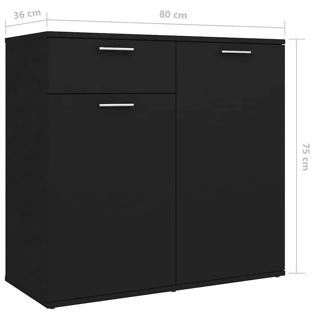 Sideboard Buffet Cabinet Black 160x36x75 cm 4 Door 2 Drawer Storage Unit