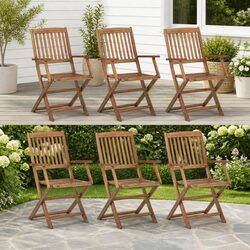 Practical 6-Piece Acacia Folding Chairs Set for Outdoor Use
