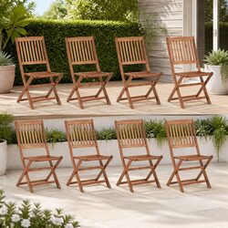 Outdoor Folding Chairs 8 pcs Set Solid Acacia Wood Garden Patio Dining Seating
