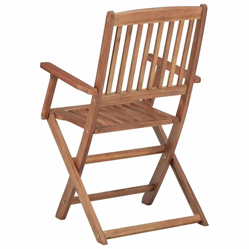 Folding Garden Chairs Solid Acacia Wood 8 Piece Set with Cushions Anthracite Outdoor Patio Seating