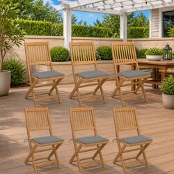 Folding Garden Chairs 6 pcs with Cushions Outdoor Patio Seating Grey