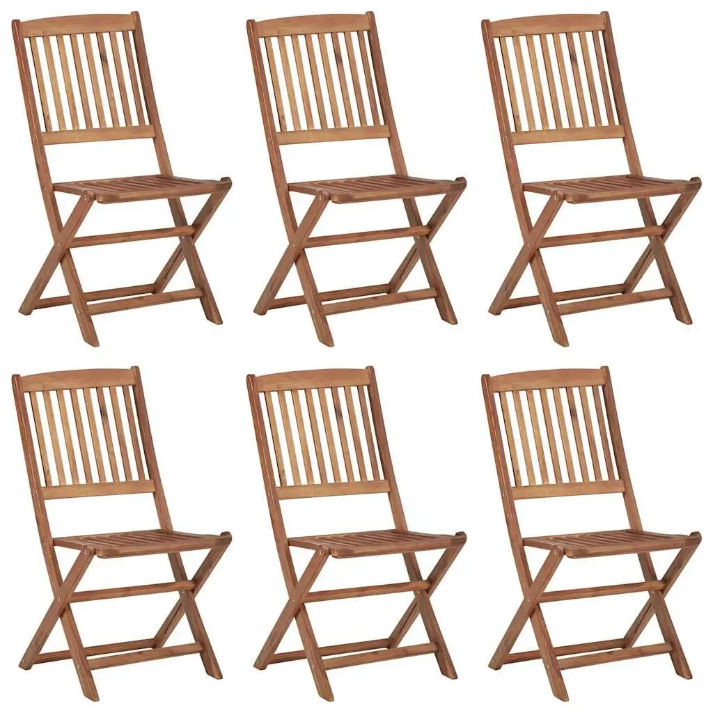 Folding Garden Chairs Solid Acacia Wood 6 Piece Outdoor Patio Seating Grey