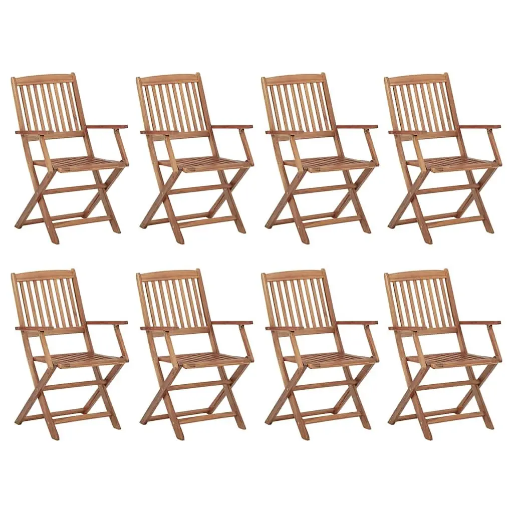 Folding Dining Chairs Set Acacia Wood 8 Pieces Anthracite with Cushions