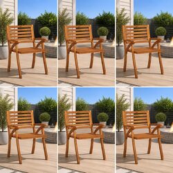 Practical Outdoor Seating: Set of 6 Acacia Garden Chairs