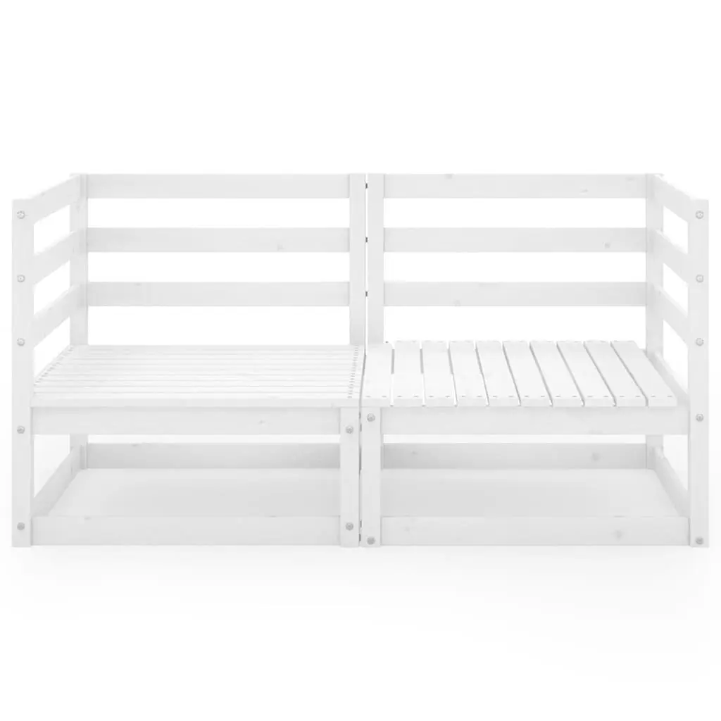 Modular Garden Lounge Sofa White Solid Pinewood Outdoor 2-Seater Furniture