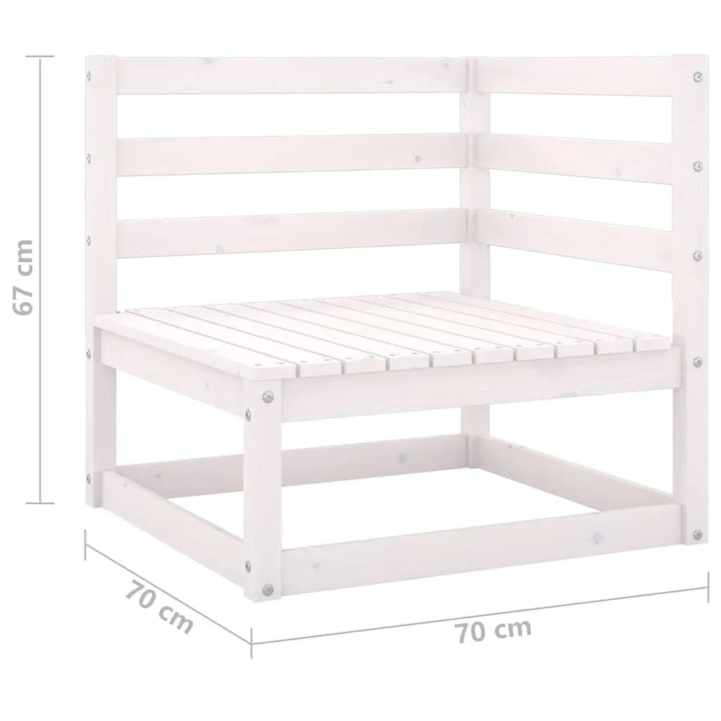 Modular Garden Lounge Sofa White Solid Pinewood Outdoor 2-Seater Furniture