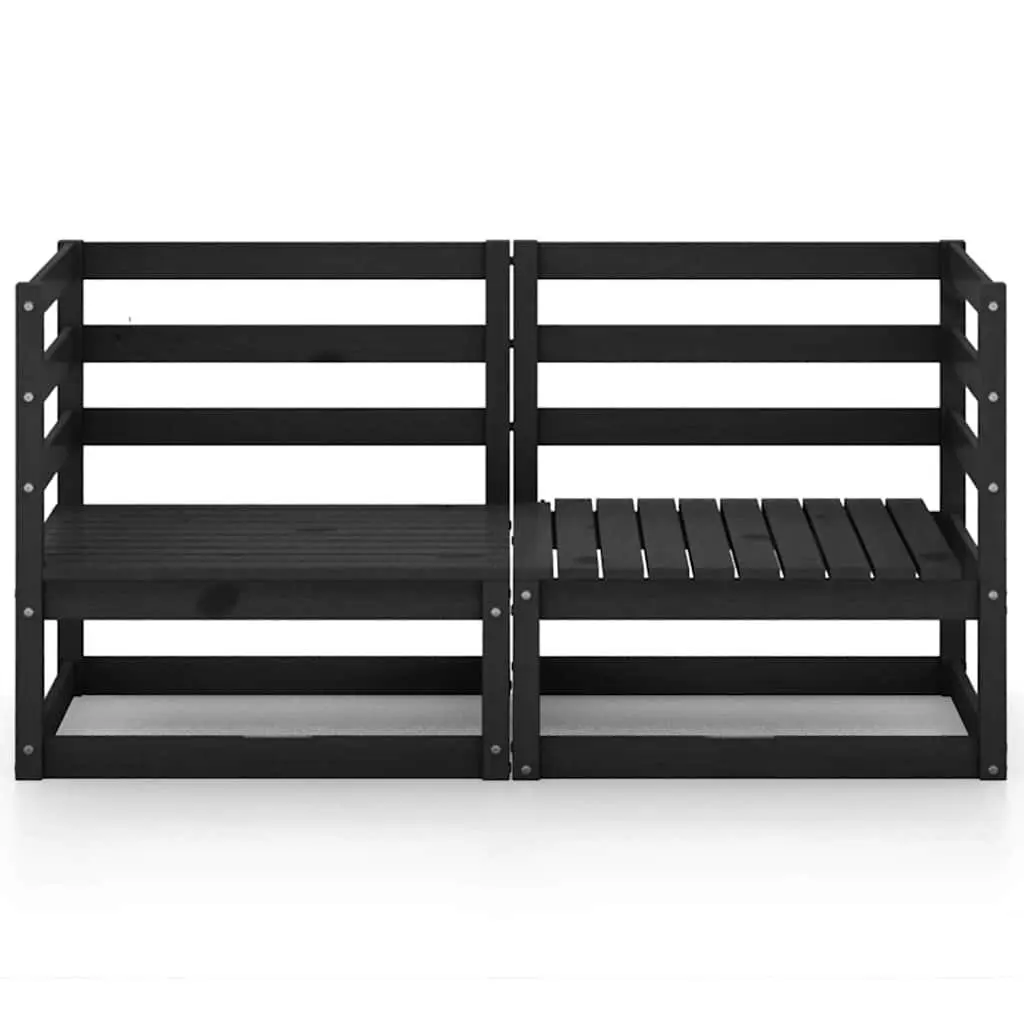Outdoor 2-Seater Garden Sofa Solid Pine Wood Patio Seating Modular Lounge Black