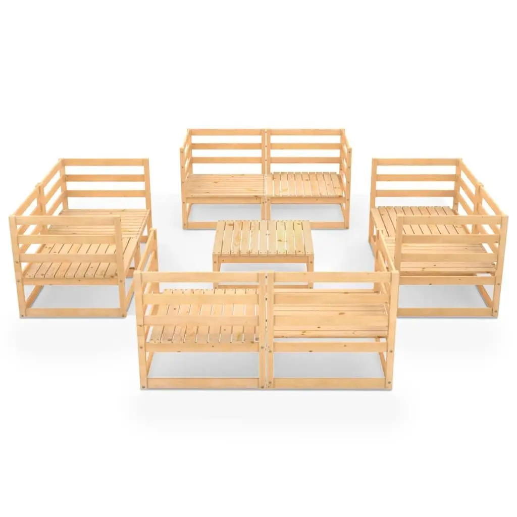 9 Piece Modular Garden Lounge Set Solid Pinewood Outdoor Furniture Brown