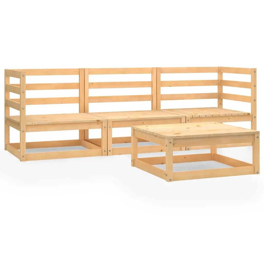 4 Piece Garden Lounge Set Solid Wood Modular Brown
