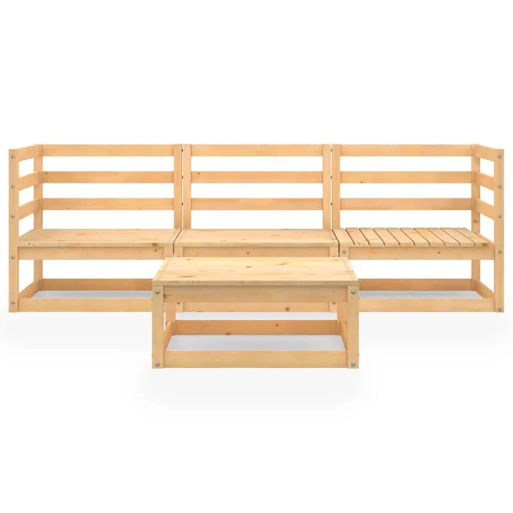 4 Piece Garden Lounge Set Solid Wood Modular Brown