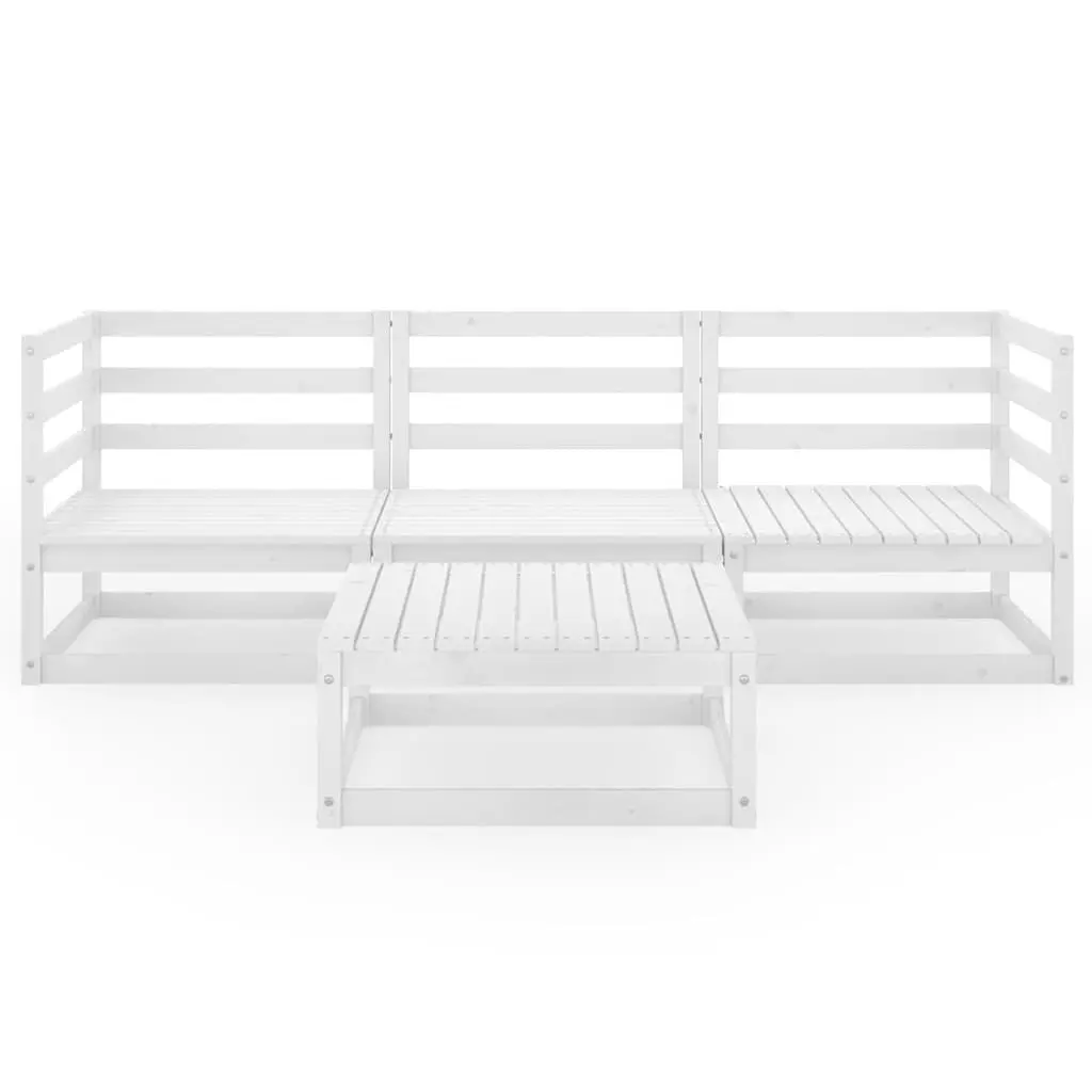 4 Piece Outdoor Lounge Set Solid Pinewood White Patio Sofa