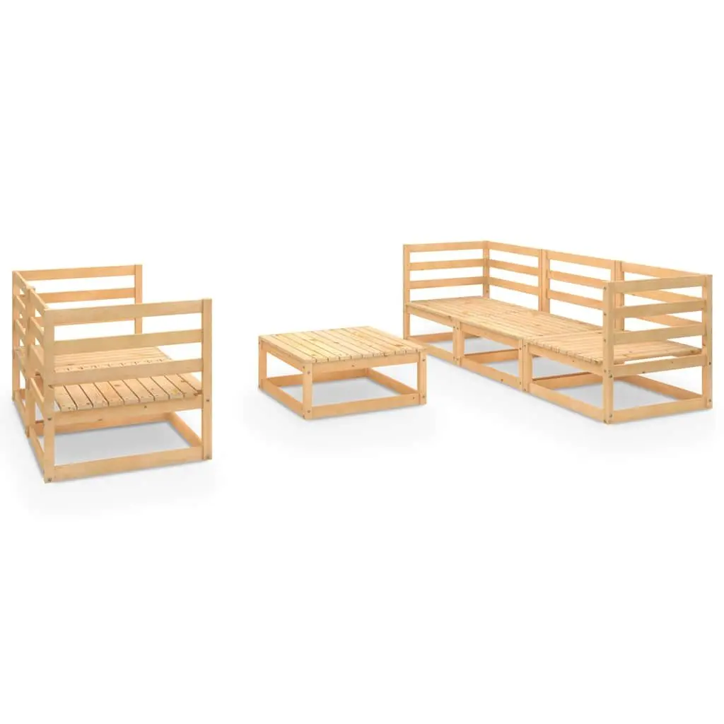 Garden Lounge Set Solid Pinewood Modular 6 Piece Outdoor Furniture Brown