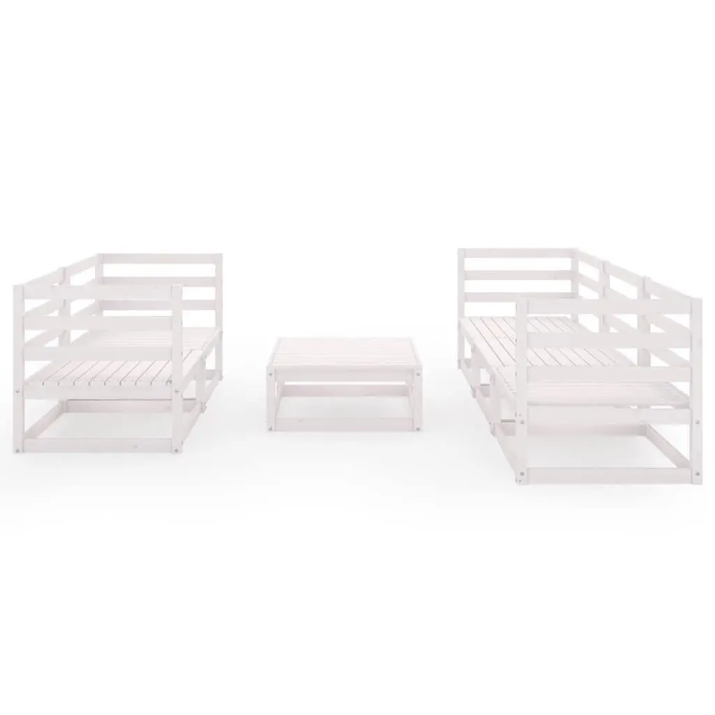 6 Piece Modular Outdoor Furniture Garden Lounge Set White Solid Pinewood