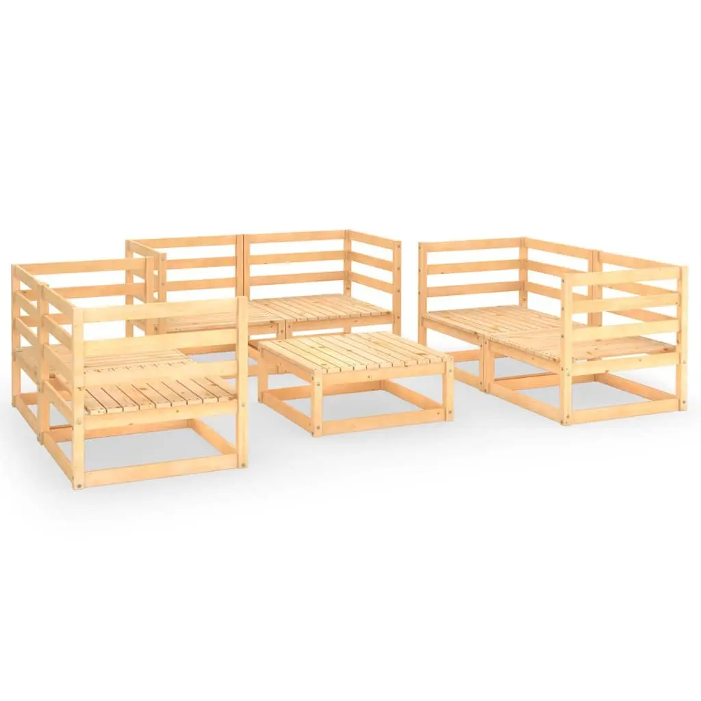 7 Piece Outdoor Modular Lounge Set Solid Pinewood Brown