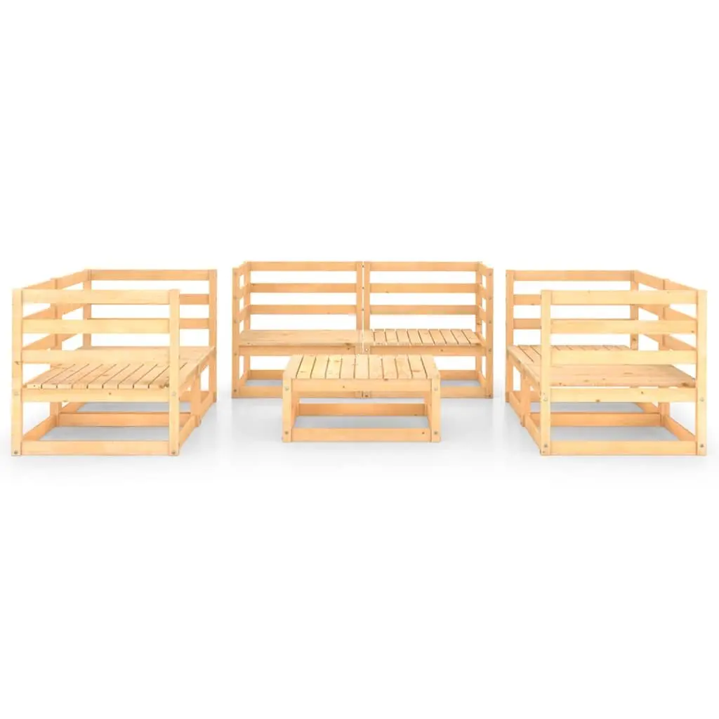 7 Piece Outdoor Modular Lounge Set Solid Pinewood Brown
