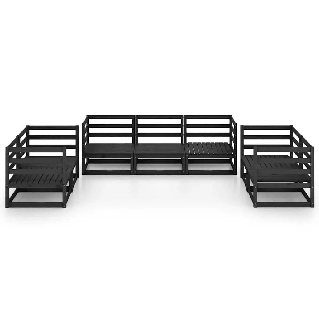7 Piece Garden Lounge Set Solid Pinewood Modular Outdoor Patio Furniture Black