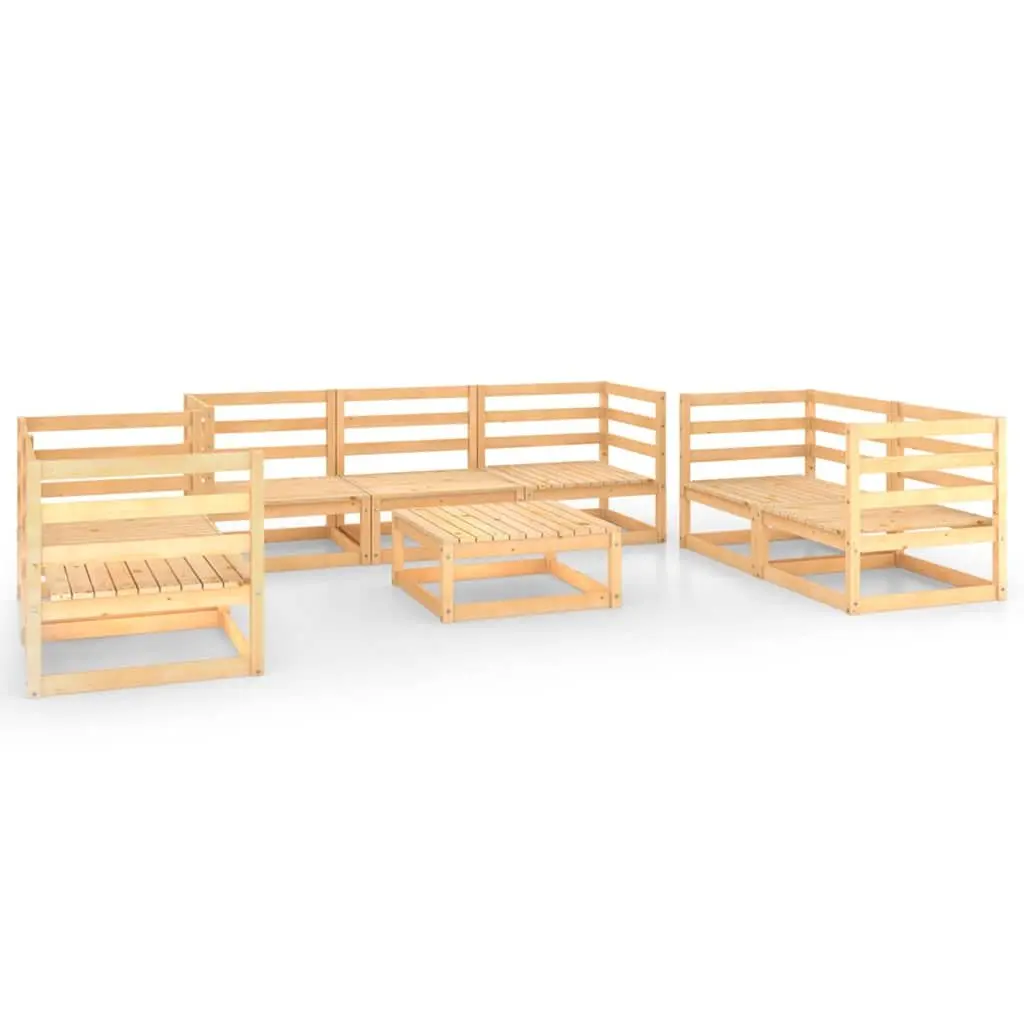 8 Piece Modular Lounge Set Solid Pinewood Brown Outdoor Furniture for Garden