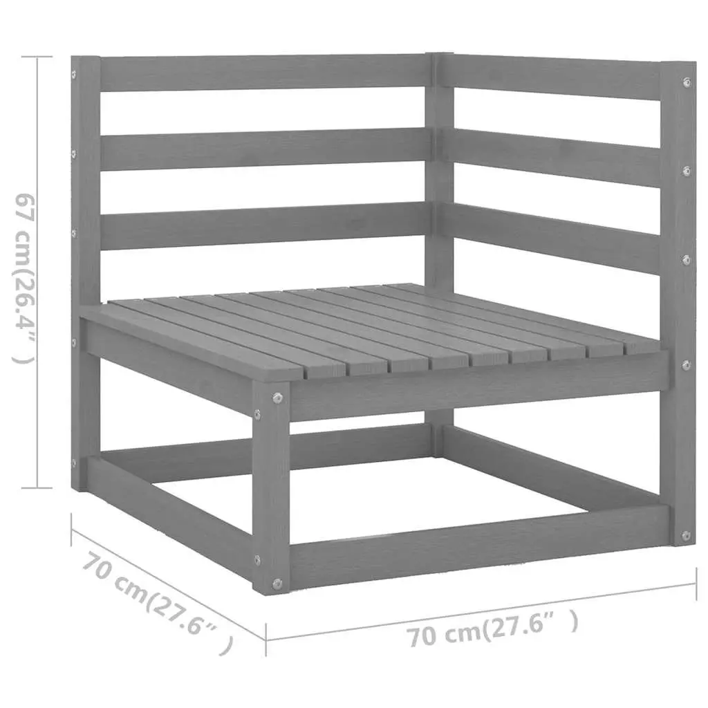 Garden Lounge Set Solid Pinewood 8 Piece Outdoor Furniture Grey Modular Patio