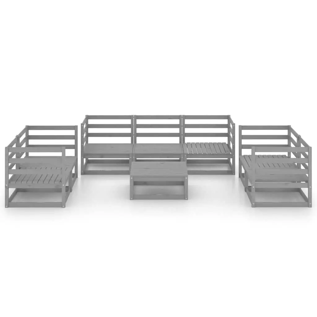 Garden Lounge Set Solid Pinewood 8 Piece Outdoor Furniture Grey Modular Patio