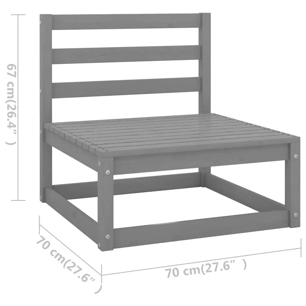 Garden Lounge Set Solid Pinewood 8 Piece Outdoor Furniture Grey Modular Patio