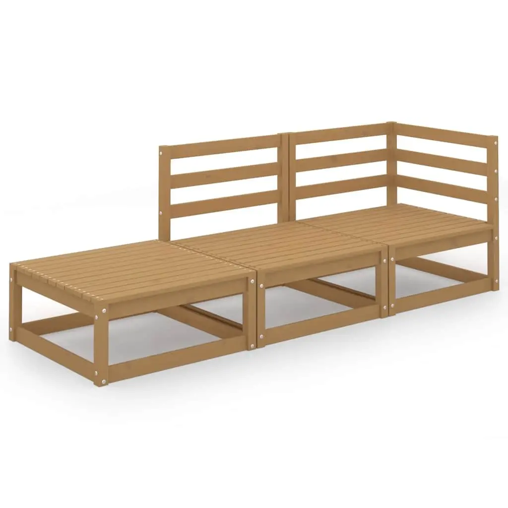 3 Piece Modular Outdoor Lounge Set Solid Pinewood Honey Brown Garden Furniture