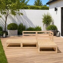 4 Piece Garden Lounge Set Outdoor Furniture Modular Lounger Patio Seating Brown