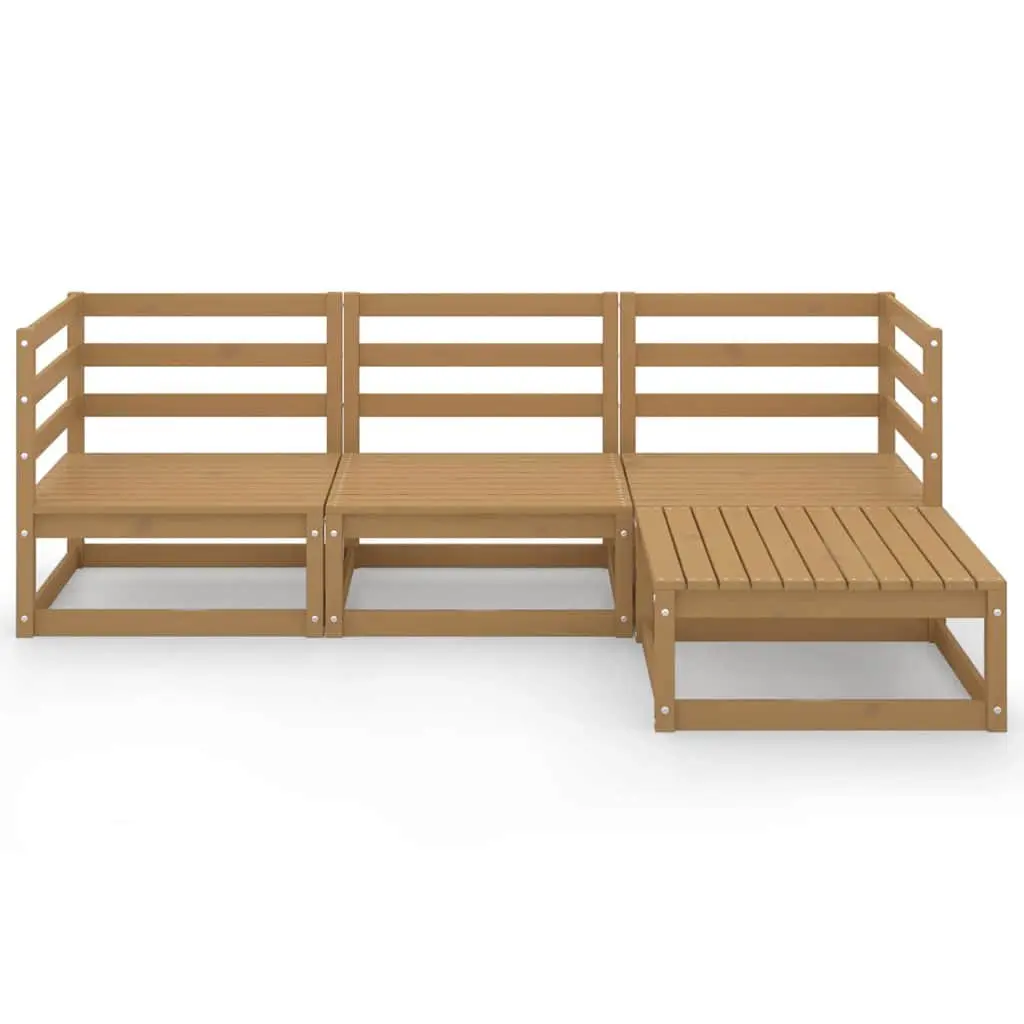 4 Piece Garden Lounge Set Solid Pinewood Brown Modular