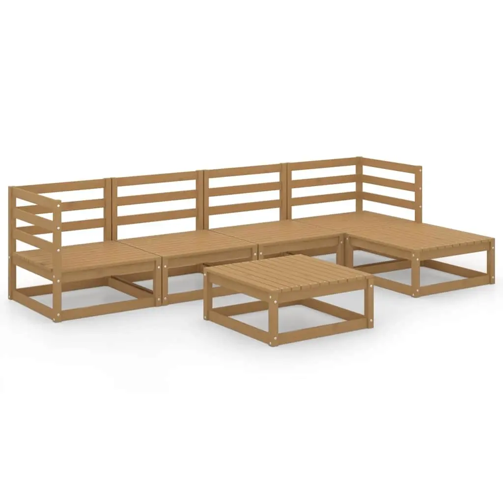 Garden Lounge Set Solid Pinewood Modular 6 Piece Brown