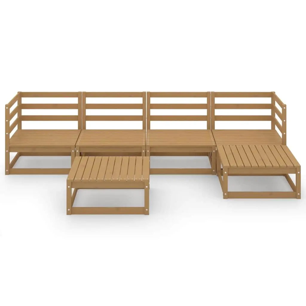Garden Lounge Set Solid Pinewood Modular 6 Piece Brown