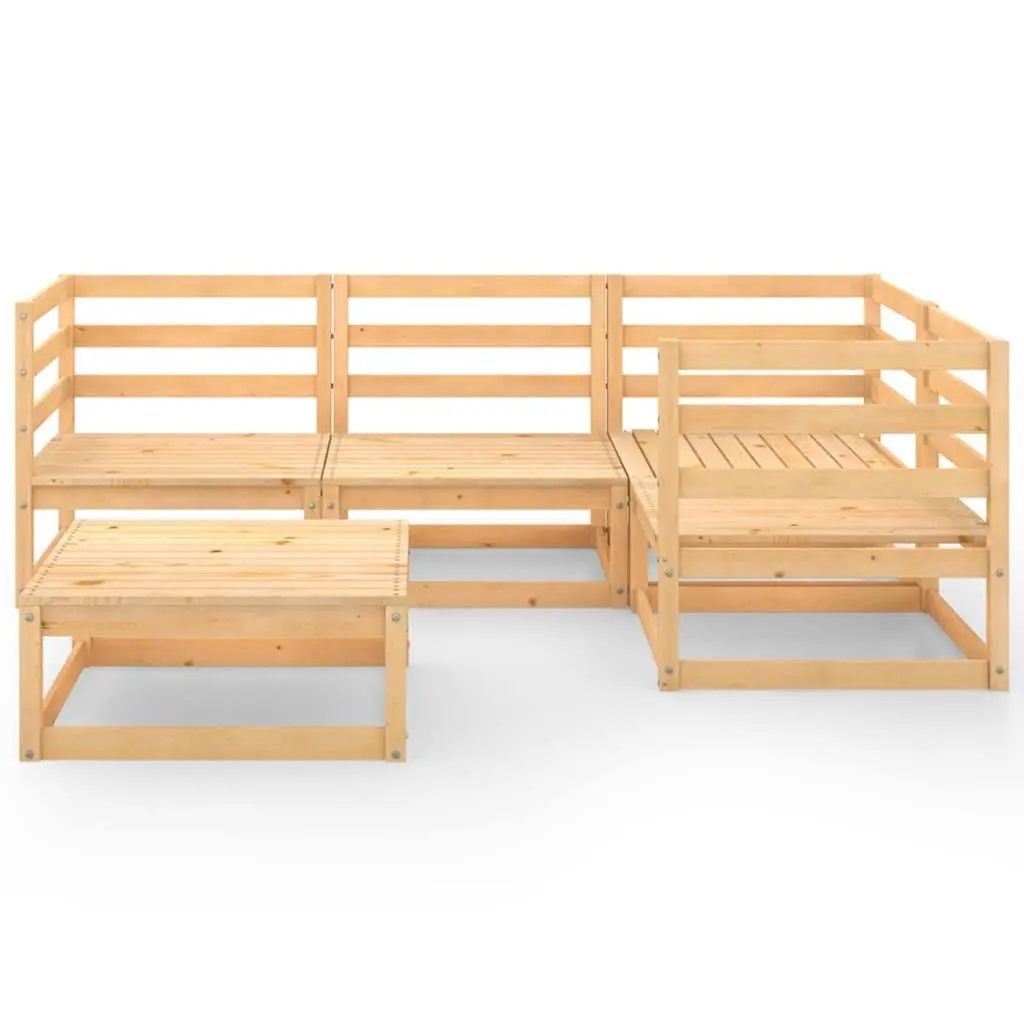 5 Piece Garden Lounge Set Solid Pinewood Modular Outdoor Furniture Brown