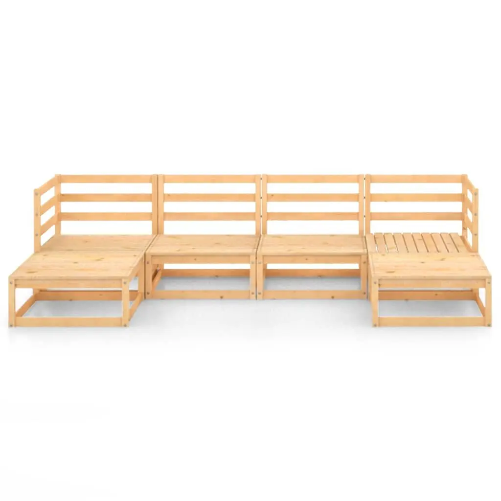 6 Piece Garden Lounge Set Solid Pinewood Modular Outdoor Furniture Brown