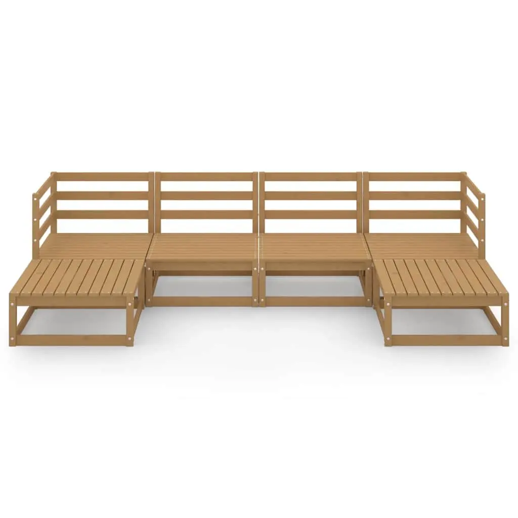 6 Piece Modular Garden Lounge Set Outdoor Furniture Brown Solid Pinewood Patio
