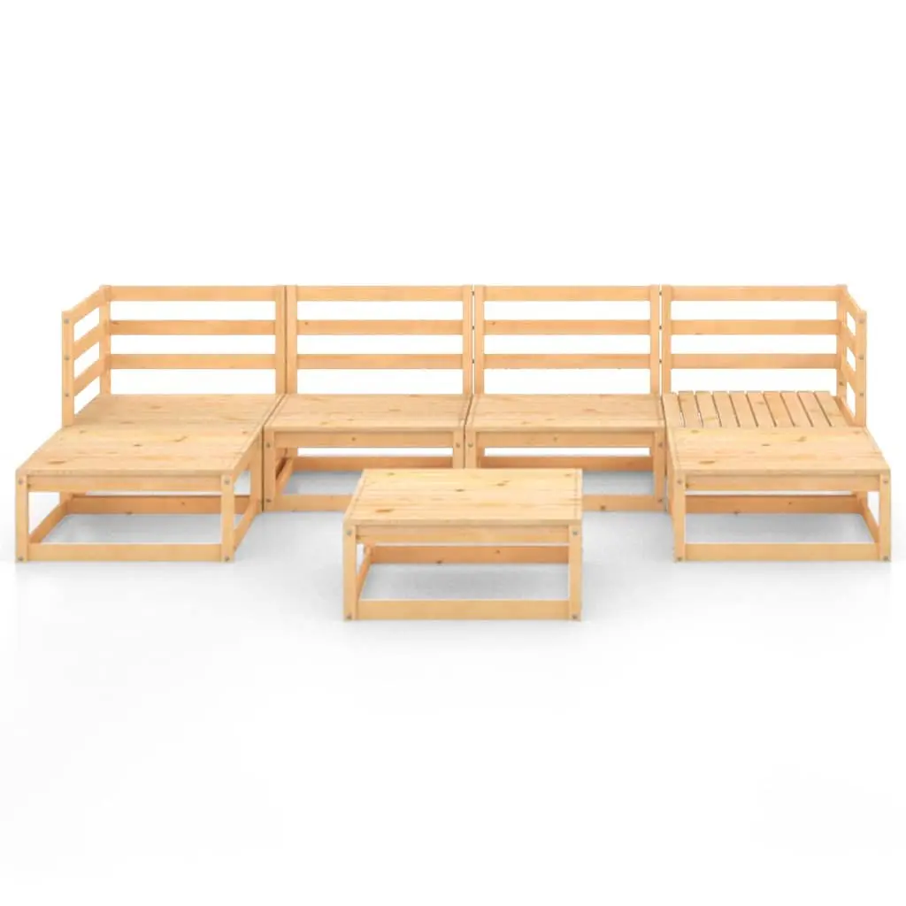 7 Piece Modular Garden Lounge Set Solid Pinewood Outdoor Furniture Brown