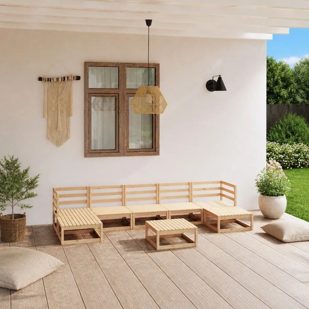 8 Piece Modular Outdoor Lounge Set Pinewood Brown