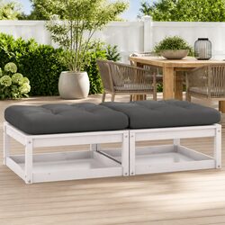 Garden Footstools with Cushions 2 pcs Solid Wood Pine Outdoor Seating Relax