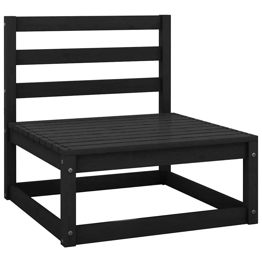8PieceOutdoorGardenLoungeSetBlackCushionsSolidPinewoodFurniture