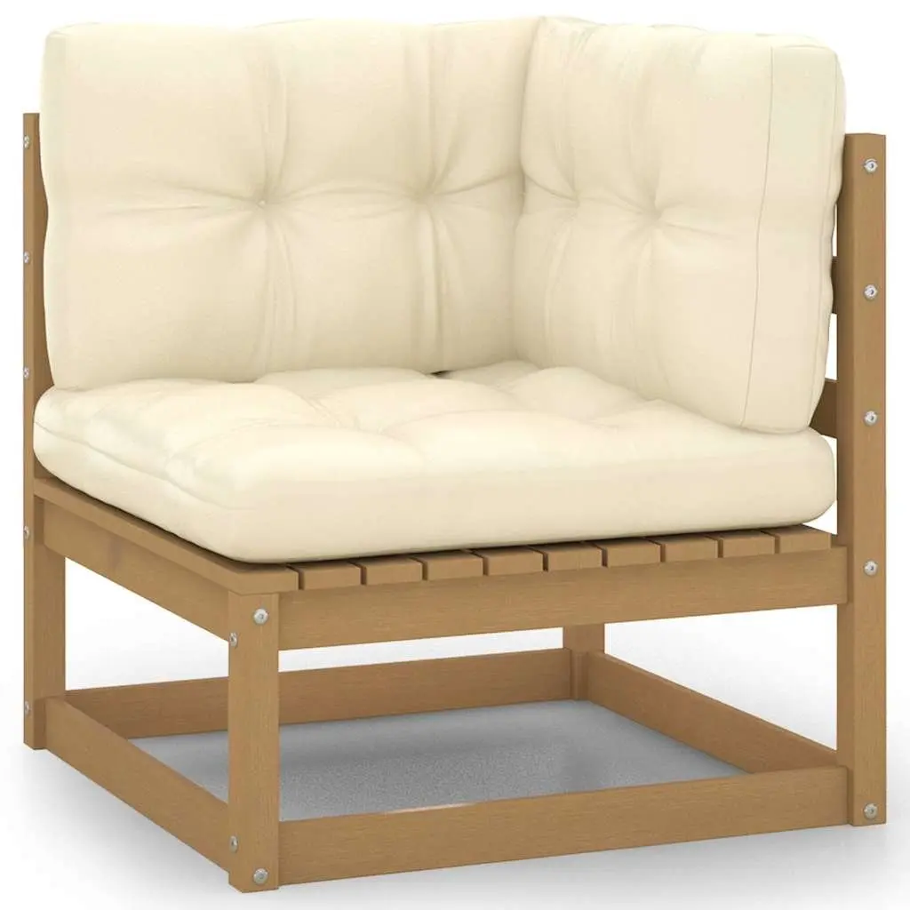 Garden Lounge Set Solid Pinewood 8 Piece Outdoor Furniture with Cushions Brown