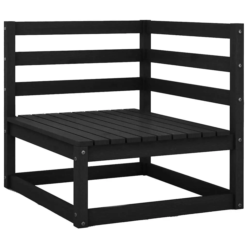 Garden Lounge Set Solid Pinewood 8 Piece Outdoor Furniture Black