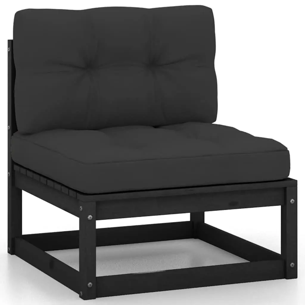 Garden Lounge Set 7 Piece Outdoor Furniture with Cushions Pinewood Black