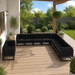 11 Piece Garden Lounge Set with Cushions Solid Pinewood Outdoor Furniture