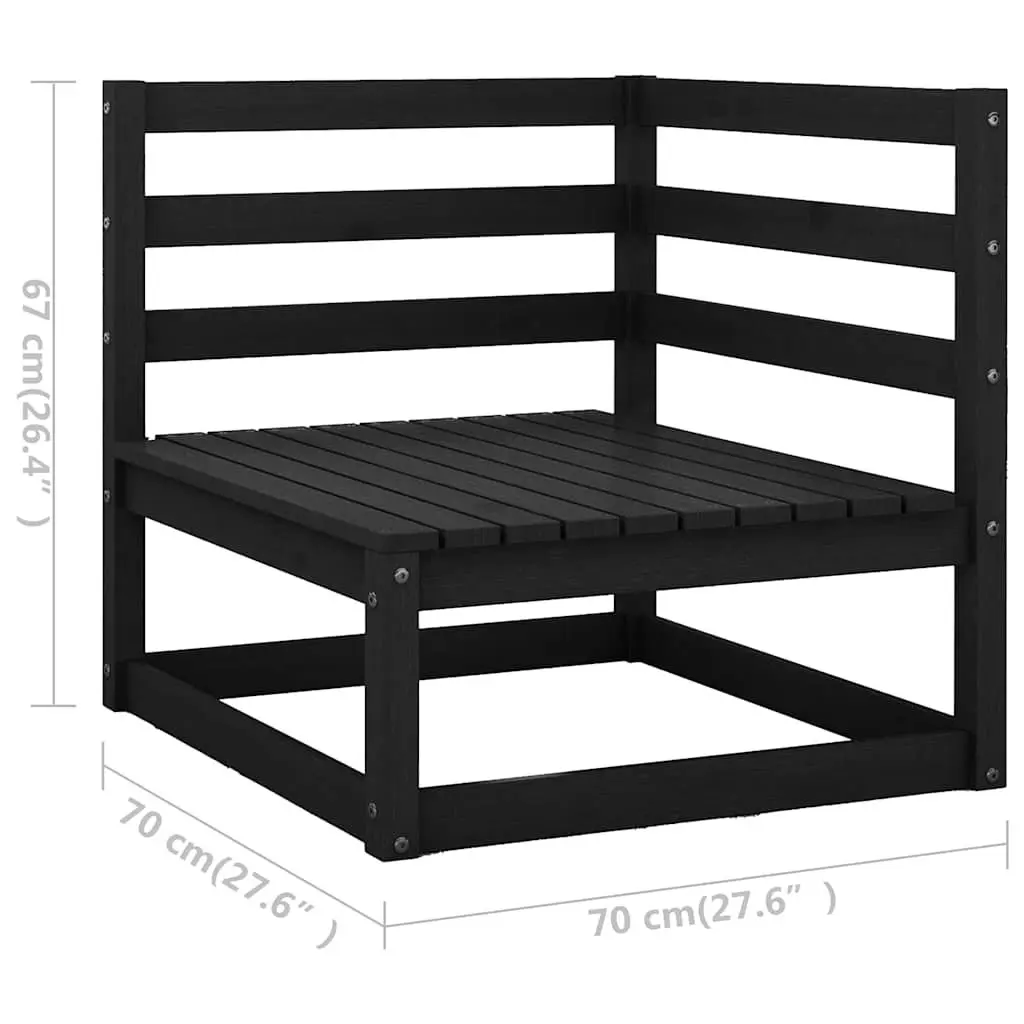 8 Piece Outdoor Lounge Set Black Cushioned Solid Pinewood Furniture for Relaxation