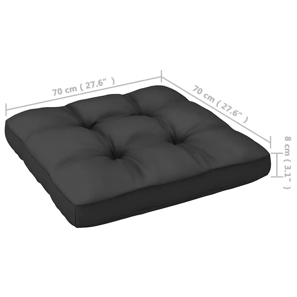 8 Piece Outdoor Lounge Set Black Cushioned Solid Pinewood Furniture for Relaxation
