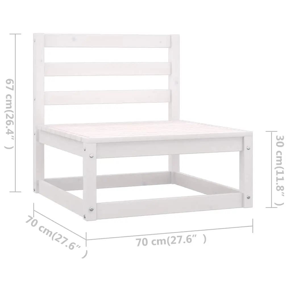 Outdoor Lounge Set White Solid Pinewood with Cushions 7 Piece Garden Furniture