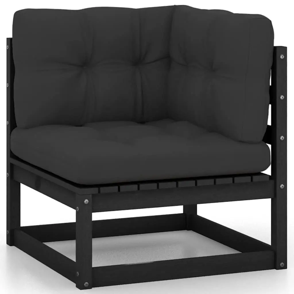Garden Lounge Set 10 Piece Outdoor Furniture with Cushions Black Solid Wood