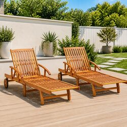 Practical 2 pcs Sun Loungers for Your Garden or Patio