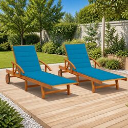 2pc Sun Lounger Set with Cushions for Outdoor Relaxation