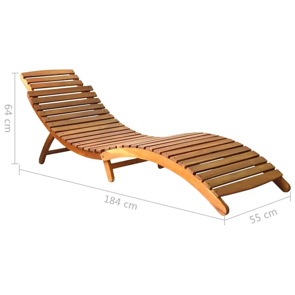 Sun Lounger Set Solid Wood Acacia Folding Brown 2 pcs Outdoor Garden Patio Daybed