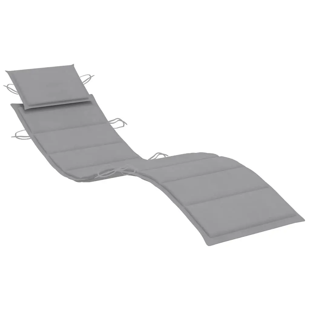 Sun Loungers Solid Acacia Wood Foldable 2 pcs Outdoor Garden Patio Daybed Grey with Cushions