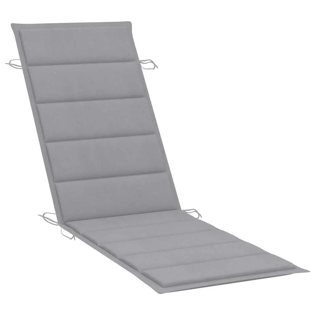 Sun Loungers Solid Acacia Wood Foldable 2 pcs Outdoor Garden Patio Daybed Grey with Cushions