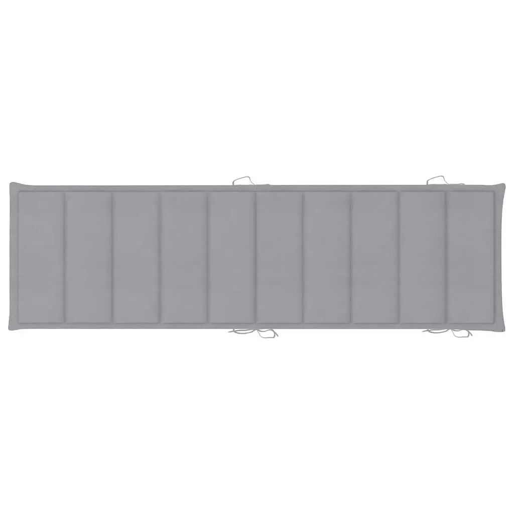 Sun Loungers Solid Acacia Wood Foldable 2 pcs Outdoor Garden Patio Daybed Grey with Cushions